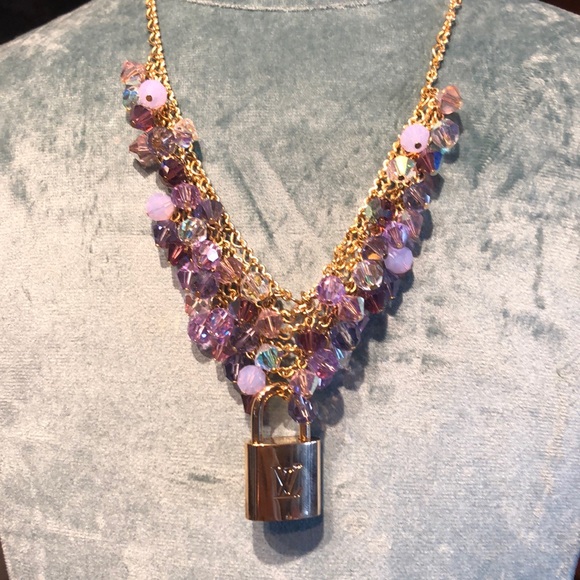Jewelry - Purple crystal necklace with Louis lock